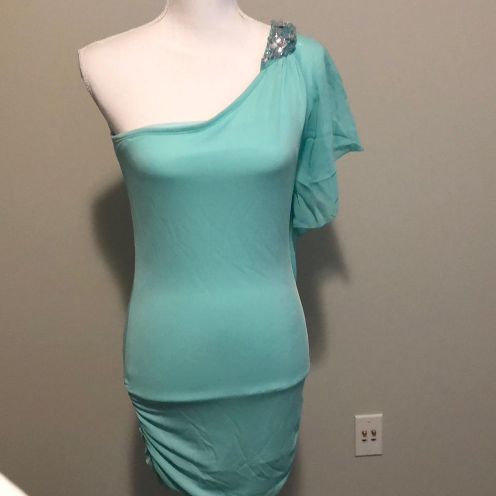 Mint green dress with beading